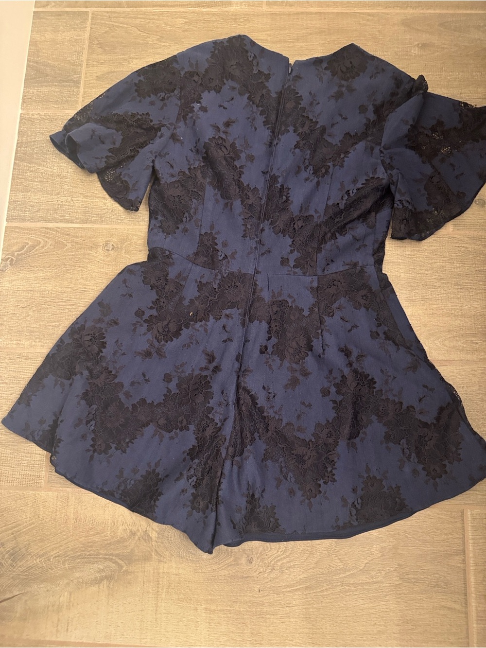 KEEPSAKE “This Love Playsuit “Navy Blue Romper with Black Lace Overlay - Picture 4 of 8